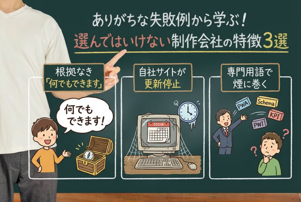 ありがちな失敗例から学ぶ！選んではいけない制作会社の特徴3選
