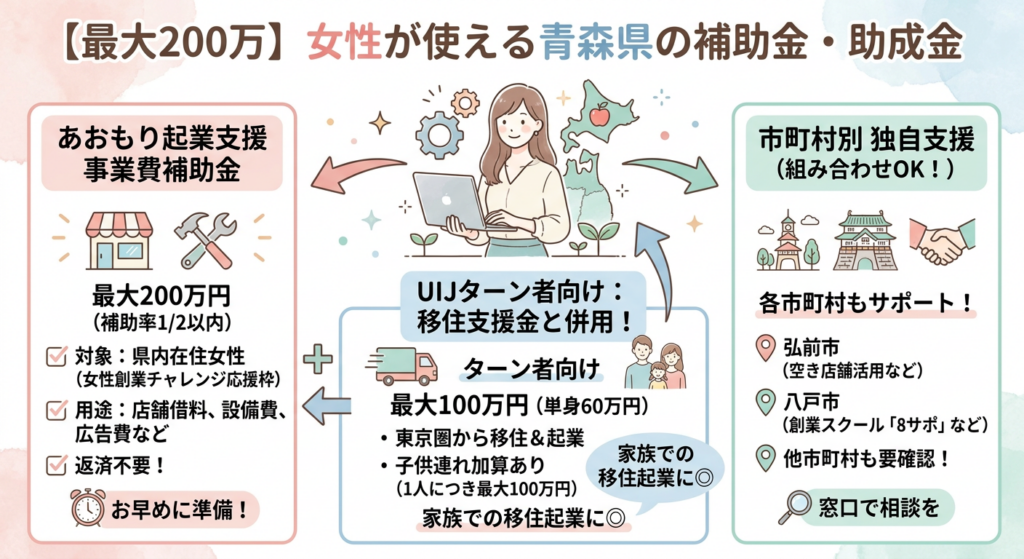 【最大200万】女性が使える青森県の補助金・助成金