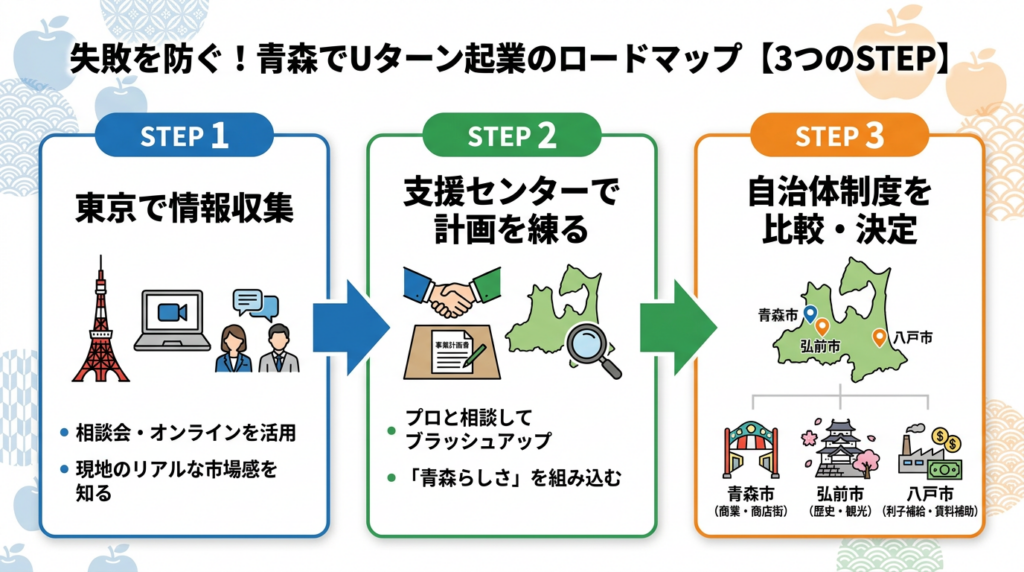 失敗を防ぐ!青森でUターン起業のロードマップ【3つのSTEP】