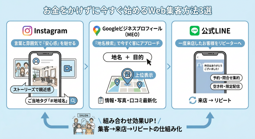 【オンライン】お金をかけずに今すぐ始めるWeb集客方法3選