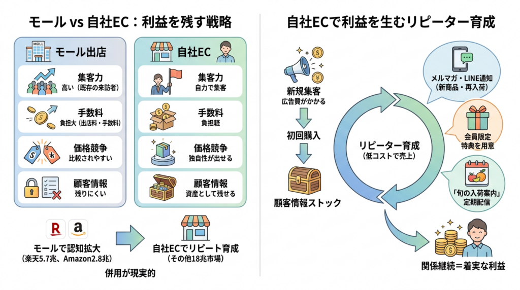 楽天・モールに頼らず自社ECで利益を残すには?