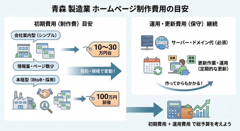 青森の製造業のホームページ制作にかかる費用相場は?