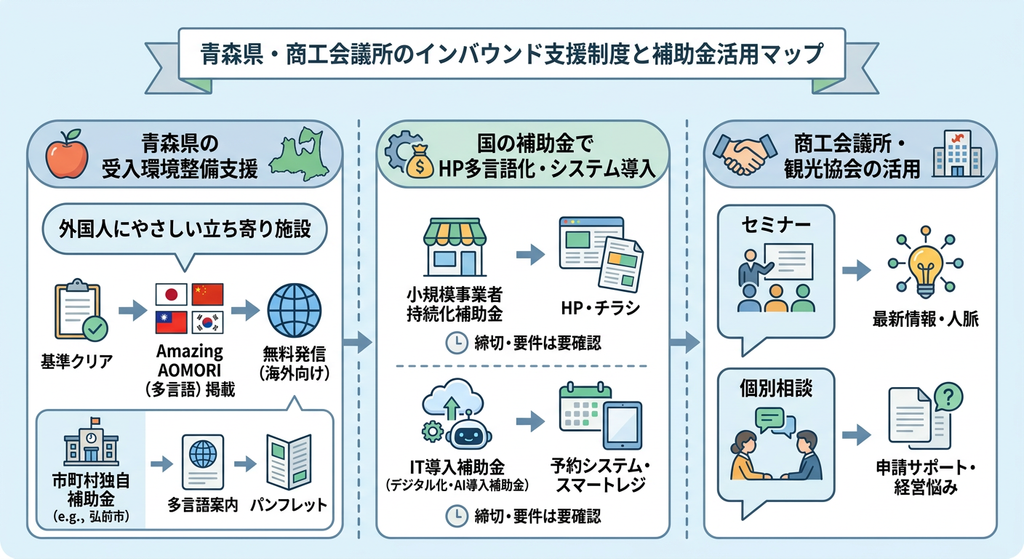 青森県・商工会議所のインバウンド支援制度と補助金を活用する